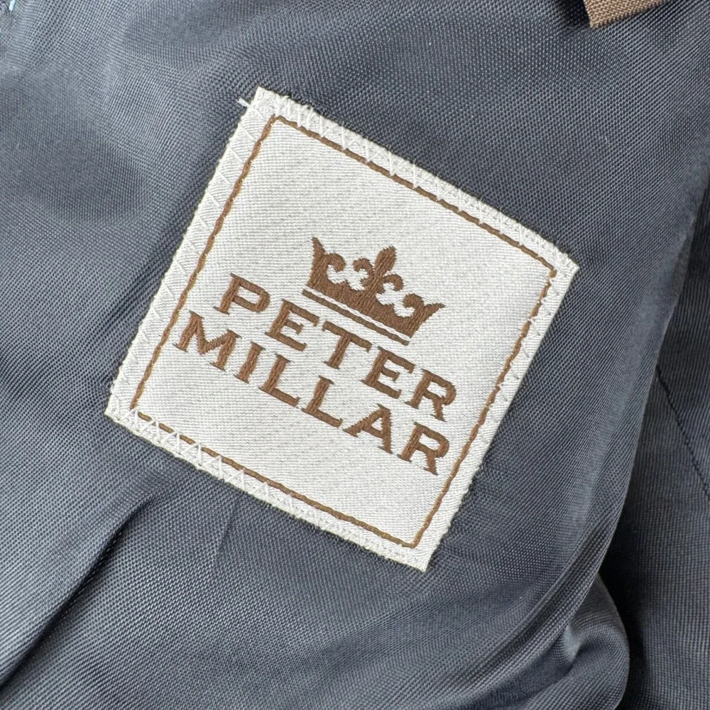 Peter Millar Blazer Mens 40R Navy Blue Wool Windowpane Check Sport Coat 2 Button